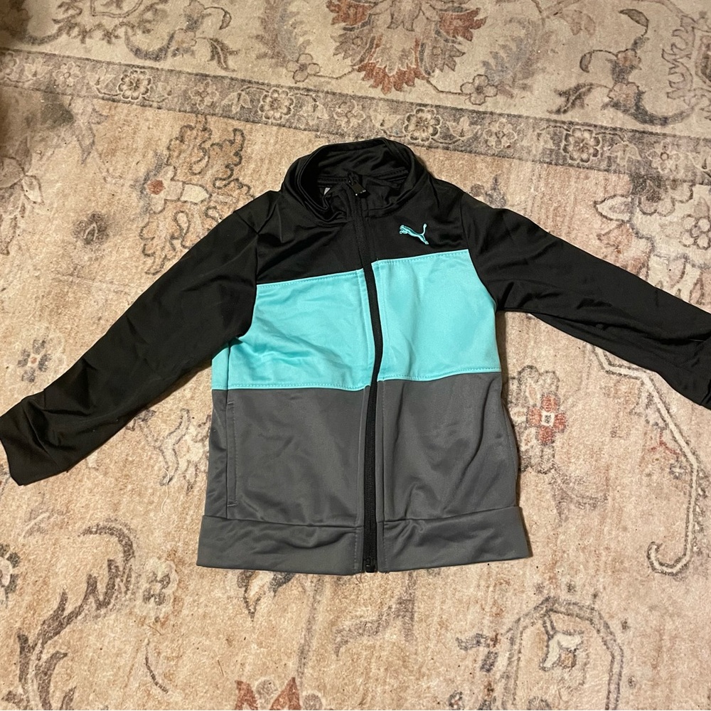 Puma Kids' Black and Teal Jacket